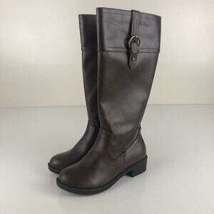Y-Not Visa Girls Youth Tall Boots Zip Brown Size 12.5M